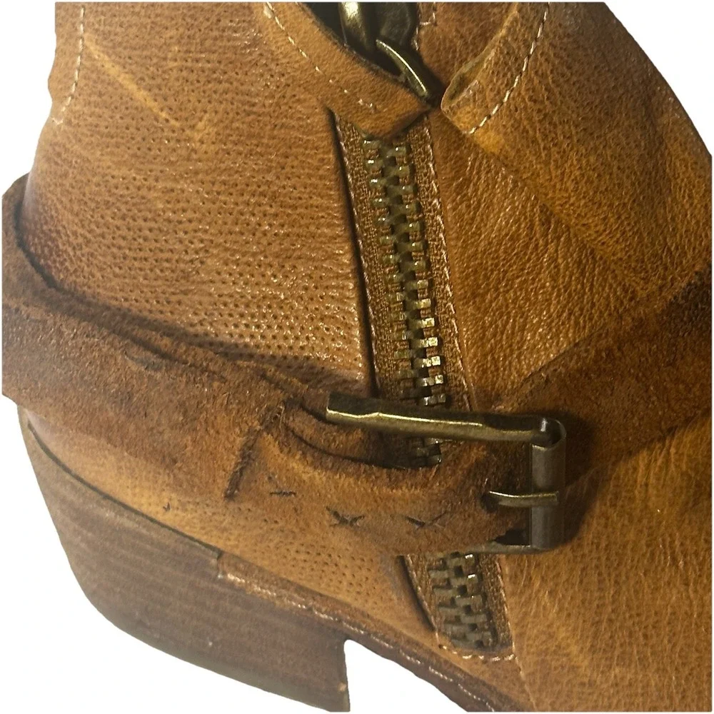 Dolce Vita Womens Size 8 M Brown Leather Zip Buckle‎ Ankle Fashion Boots Bootie